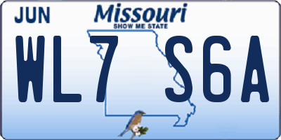 MO license plate WL7S6A