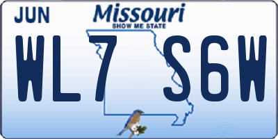 MO license plate WL7S6W
