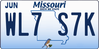 MO license plate WL7S7K
