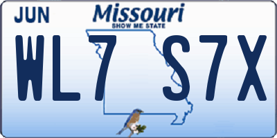 MO license plate WL7S7X