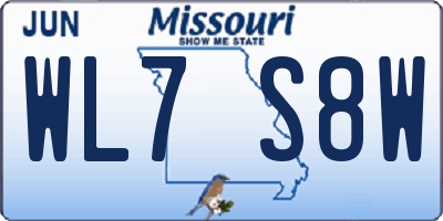 MO license plate WL7S8W