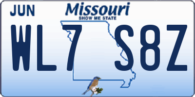 MO license plate WL7S8Z