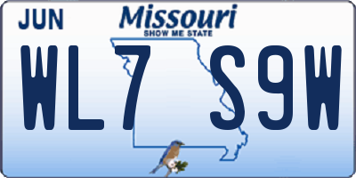 MO license plate WL7S9W
