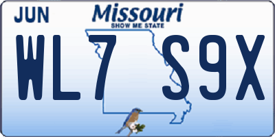 MO license plate WL7S9X