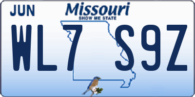 MO license plate WL7S9Z