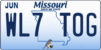 MO license plate WL7T0G