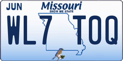MO license plate WL7T0Q