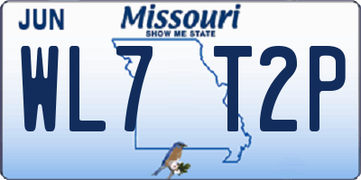 MO license plate WL7T2P