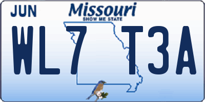 MO license plate WL7T3A