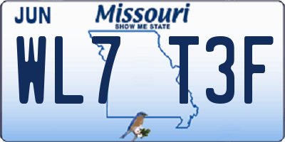 MO license plate WL7T3F