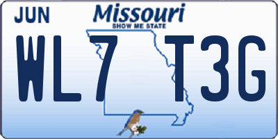 MO license plate WL7T3G