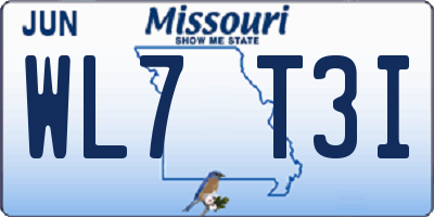 MO license plate WL7T3I