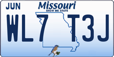 MO license plate WL7T3J