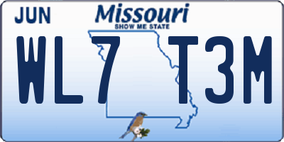 MO license plate WL7T3M