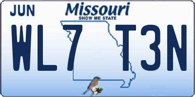 MO license plate WL7T3N
