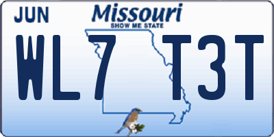 MO license plate WL7T3T