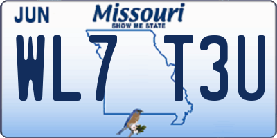 MO license plate WL7T3U
