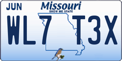 MO license plate WL7T3X