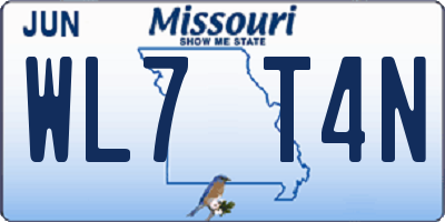 MO license plate WL7T4N