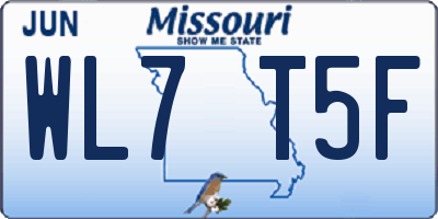 MO license plate WL7T5F
