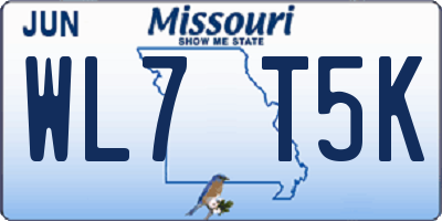 MO license plate WL7T5K