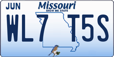 MO license plate WL7T5S