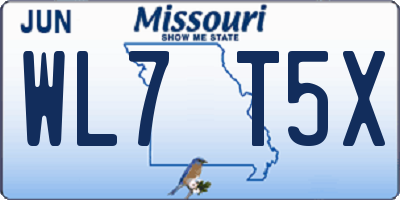 MO license plate WL7T5X