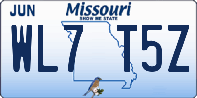 MO license plate WL7T5Z