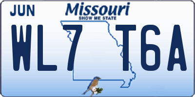 MO license plate WL7T6A
