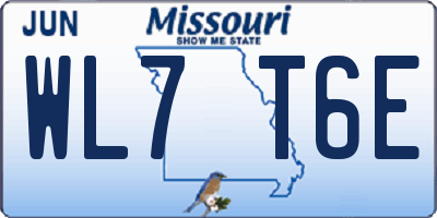 MO license plate WL7T6E