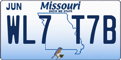 MO license plate WL7T7B