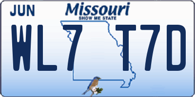 MO license plate WL7T7D