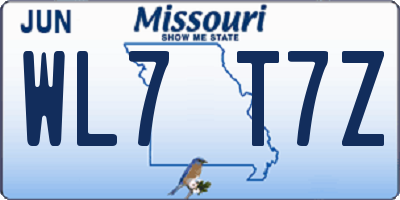 MO license plate WL7T7Z