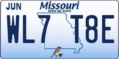 MO license plate WL7T8E