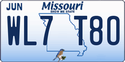MO license plate WL7T8O