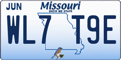 MO license plate WL7T9E