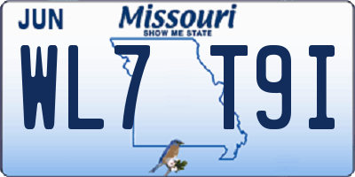 MO license plate WL7T9I