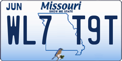 MO license plate WL7T9T