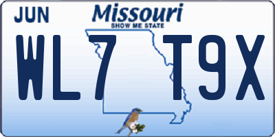 MO license plate WL7T9X