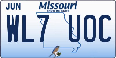 MO license plate WL7U0C