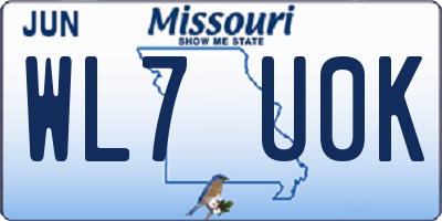 MO license plate WL7U0K