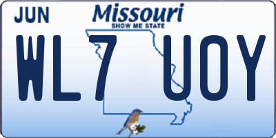 MO license plate WL7U0Y