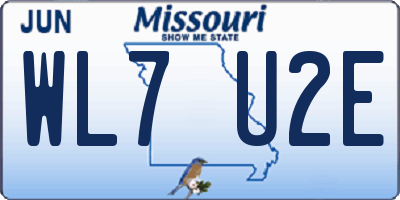 MO license plate WL7U2E
