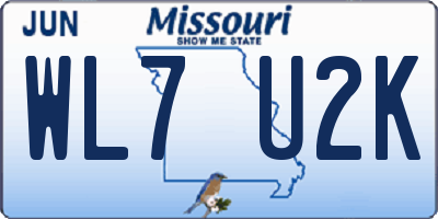 MO license plate WL7U2K