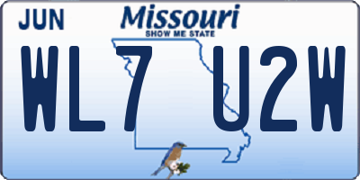 MO license plate WL7U2W
