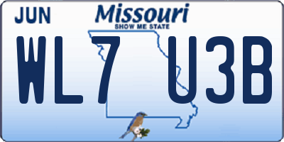 MO license plate WL7U3B