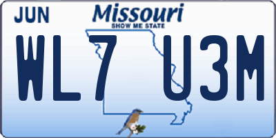 MO license plate WL7U3M
