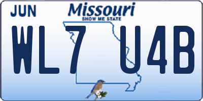 MO license plate WL7U4B