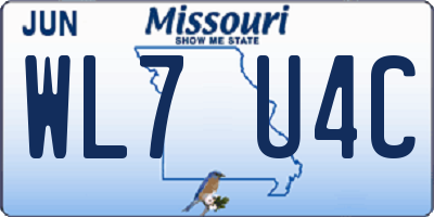MO license plate WL7U4C