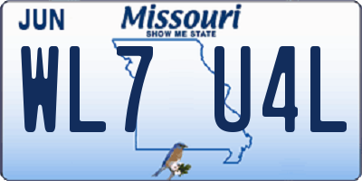 MO license plate WL7U4L
